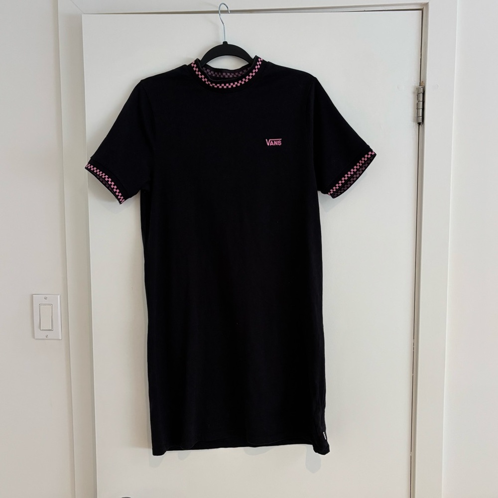 Vans Black Dress with Pink Checkered Trim